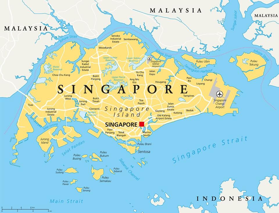 Singapore,Island,Political,Map,With,Capital,Singapore,,National,Borders,And 新加坡