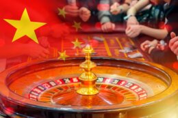 Casino,In,China.,Roulette,Table.,Flag,People,Republic,Of,China.