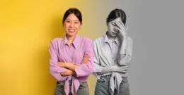 Happy,And,Sad,Millennial,Asian,Woman,Suffer,From,Depression,,Captures